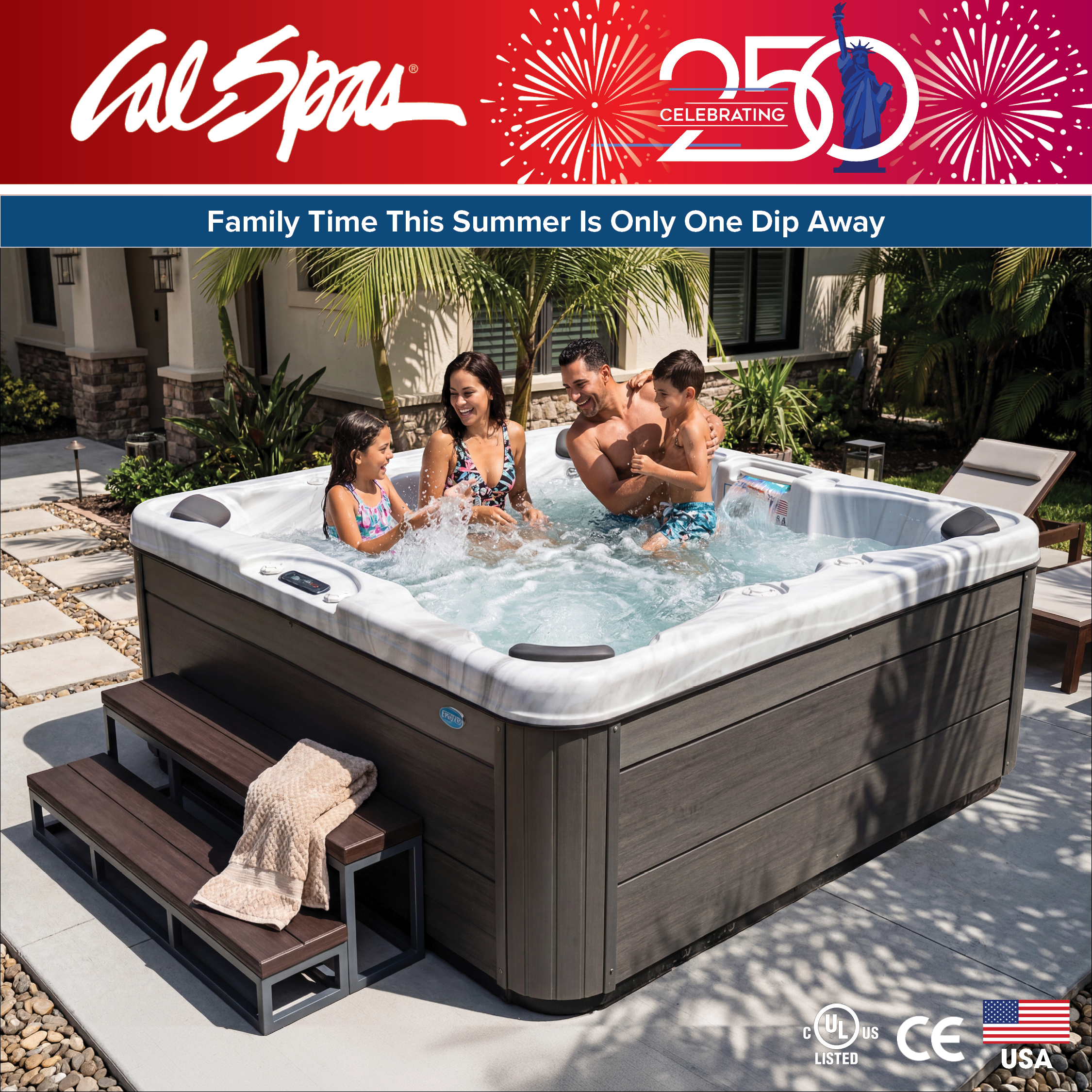 Calspas hot tub being used in a family setting - Aberdeen